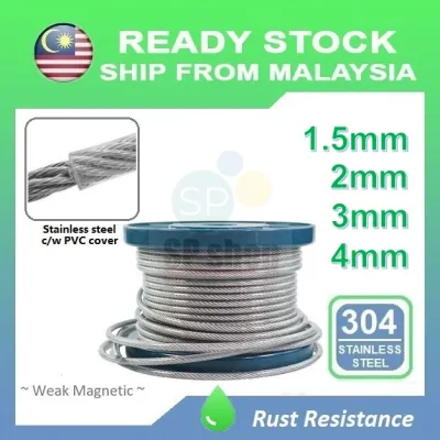 Wire Rope Stainless Steel 304 with Clear PVC Plastic Coat 7x7 Cable 2 / 3 / 4mm