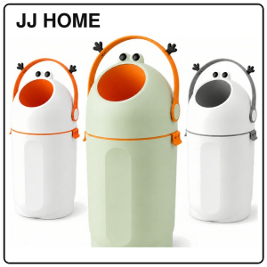 【JJ HOME】 Cute Character Sealed Trash Bin Large Capacity Odor Control Waste Bin One Hand Rotating Lid for Home