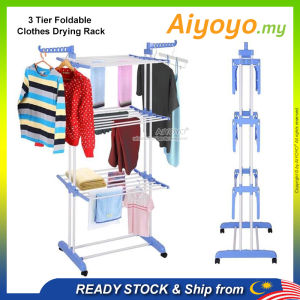 3 Tier Foldable Clothes Hanging Rack Drying Rack Penyidai Baju Rak Baju Rak Pakaian Clothes Rack Underwear Socks Laundry Baby Clothes Hanger