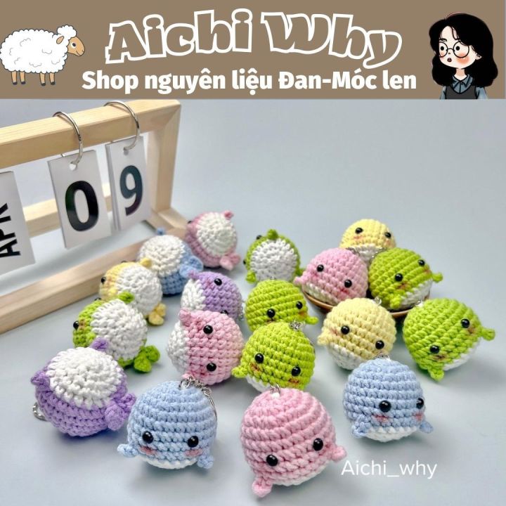 {DIY}Set nguyên liệu móc cá heo (1 con) và video hướng dẫn móc