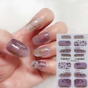 FF series 3D Vision Finger Nail Stickers Waterproof Full Nail Wrap Fasion Nail Art Diamond Pearl Gradient DIY Non-Toxic Sticker