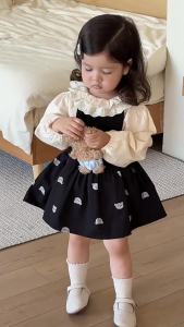 Childrens Spring Outfit: Doll Shirt and Suspender Skirt Two-Piece Set Baby Spring Clothes Girls Spring Suit Custom-Made