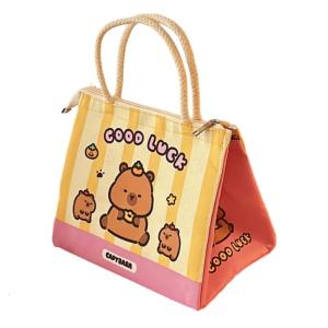 การ์ตูน Capybara การ์ตูนกระเป๋าอาหารกลางวันใช้ซ้ำได้กล่องอาหารกลางวันถุงคูลเลอร์แบบพกพาถุงฉนวนความร้อนกล่องข้าวกลางวันน่ารักสำหรับไปโรงเรียน