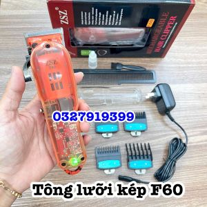 ZSZ Tông đơ cắt tóc cao cấp F60 lưỡi kép titannium không gỉ 2600mAh pin sạc 3h dùng liên tục 5h thiết kế nhỏ gọn tay cầm chắc chắn