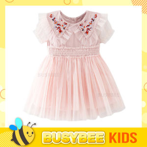 Kids Children Elegant Victoria style Girl Party Wedding Dress 1-10 years old Puff sleeve with ruffles and floral embroideries / Pakaian Dress Pesta Gaya Victoria Elegan kanak-kanak perempuan umur 1-10 Lengan puff dengan ruffles dan sulaman bunga / 公主洋装