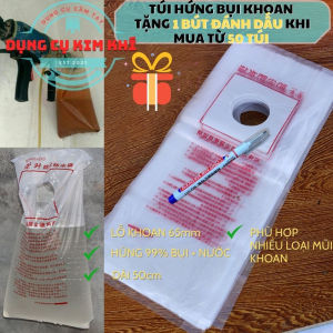 Bịch túi hứng bụi khoan rút lõi dán tường - Lỗ 65mm dán tường siêu dính túi siêu dai hứng nước - Kim Khí AZ