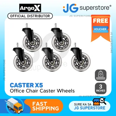 ArgoX 5 Pcs Office Chair Caster Wheels 3 Inch Swivel Rubber 360 PU Roller for Wood Floor Computer Chair Universal Wheel | JG Superstore