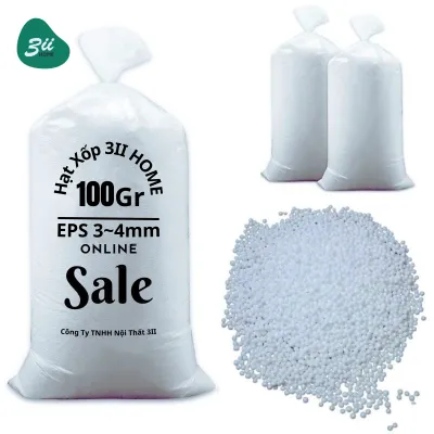Hạt xốp EPS 3–4mm 3II Home 100gr màu trắng dùng gói quà chống sốc bảo vệ quà tặng đồ thủy tinh hàng dễ vỡ