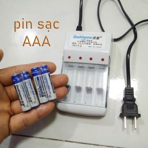 4 Cục Pin Sạc AAA Doublepow Tặng Sạc Pin sạc AAA dùng cho chuột không dây đồ chơi Remote Tiện dụng