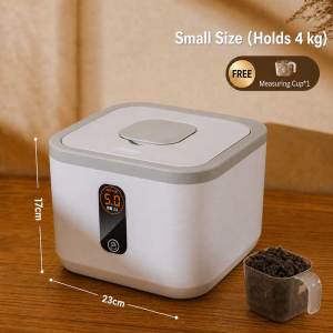 Teekland Automatic Sealed Pet Food Storage Container Moisture Insect Proof Airtight Dry Food Bin with Digital Capacity Display 2 Sizes 4kg / 7kg for Cat Dog Kibble