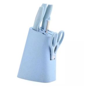 Nordic Kitchen Knife Set 6pcs Non Stick Kitchen Knife and Scissors Set Pastel Color - TRENDSETTER