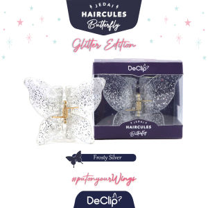 DeClip Jedai Butterfly Haircules Jepit Kupu Gigi 4 Ukuran 45cm Warna Frosty Silver Glitter