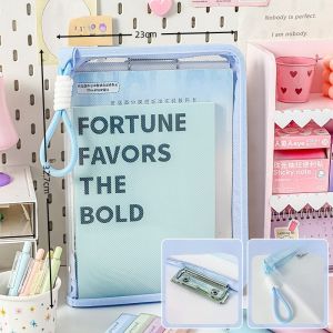 SHUNAICHI Ins Zipper File Bag Student Stationery Bag Organizer Cartoon Large Capacity Zipper Storage Bag File Bags With Handle Office