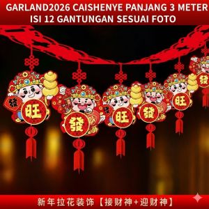 Dekorasi Gantungan Garland Imlek Tahun 2026 Kuda Horse CNY Sincia Rezeki 3 Dimensi