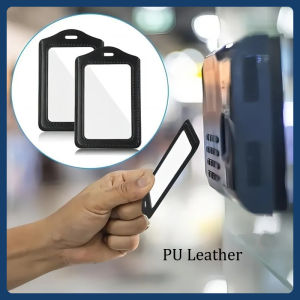 1-2Pcs Vertical PU Leather ID Badge Case Waterproof Clear Card Cover Business Card Staff Worker Tag Employee Card Holder IC Card Holder For Business