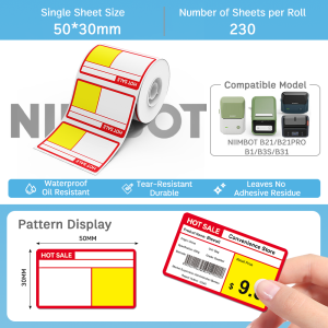 NIIMBOT B1 Inkless Label Printer Barcode Food Label Clothing Tag Thermal Sticker Small Label Maker Supermarket Commercial Portable Small Printer
