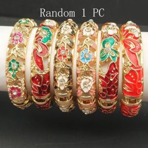 HULEQQI Tráng men Vòng đeo tay cloisonne Trung Quốc Truyền thống Vòng tay đôi Vòng tay nữ Vòng tay trên tay Dân Tộc Vòng tay hoa mẫu đơn Filigree Quà tặng cho nữ