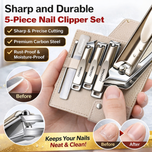 5pcs Sharp Slanted Nail Clipper Set Stainless Steel Nail Clipper Pointed Large Adult Nail Clamp Sharp Nail Trimmermanicure Nail Art Tool Kit