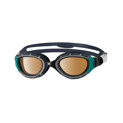 Zoggs Australia Adult Predator Flex Polarized Ultra Black/Green Swim Goggles (FINA Approved)