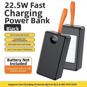 ALLLUCK PD 225W/Không dây 15W Hộp đựng pin dự phòng 1221700 Sạc nhanh USB kép Hộp sạc DIY Chuyên nghiệp Sạc Type-C Giá đỡ hộp pin Dành cho điện thoại thông minh