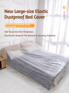 ✨🛏️【Extra Large and Thick】Extra Large Elastic Dust Cover/Fully Dustproof Plastic Bed Cover/Elastic drawstring Dustproof and Moisture-proof Bed Cover/Disposable Furniture Dust Cover Bed Sheet Dustproof Bed Cover Bed Cover Dustproof Sleeve