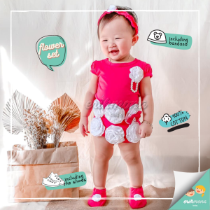 🌼baju bayi jumper bayi🌼 bunga kalung 🌼 set flower 🌼