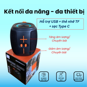 Loa Bluetooth BOOMS883 Âm Thanh 360° – Nghe Nhạc Cực Đã Chống Nước IPX4 Thiết Cực Hot