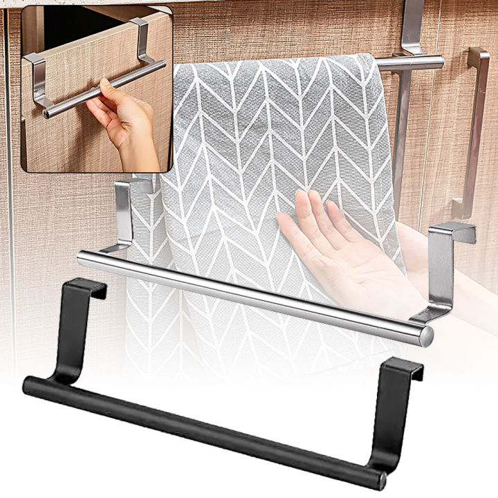 Over Door Tea Towel Holder Rack Bathroom Rail Cupboard Hanger