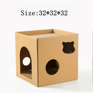 【Ready From SG】Cat Scratcher House board Cubic simple Box with 2 Story Scratch Pads Cat Play House for Indoor