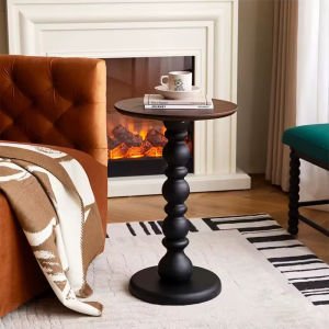 [PRE-ORDER] French Retro Solid Wood Small Side Table Movable Round Coffee Table for Sofa Corner Living Room Bedroom Furniture