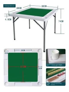 Foldable Mahjong Table Sturdy and Durable No-Wobble Metal Frame