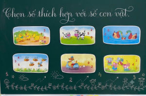 Bộ Tranh Chọn Số Thích Hợp Với Số Con Vật Ép Plastic | Học Liệu Toán Lớp 1 | Đồ Dùng Dạy Học MIKI