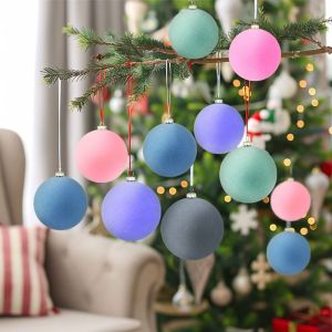 GONOVO 12pcs 6cm Velvet Christmas Ball Pendant Flocked Shatterproof Xmas Tree Hanging Ornaments Creative Reusable Christmas Balls Ornaments Home New Year Gifts