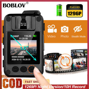 ตัวกล้อง BOBLOV N9  Body Camera HD 1296P ขนาดเล็กสวมใส่กล้องตำรวจยามรักษาความปลอดภัยที่บันทึกกล้องบันทึกวิดีโอกับการมองเห็นได้ในเวลากลางคืน2300MAH บันทึก165 ° มุมกว้างโหมดซ่อนตัวโหมดการเล่นรถจักรยานยนต์ Dash Cam สำหรับ Vlogging