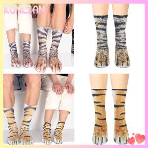 [KUNLIAN] Sáng Tạo Động Vật Chân In Phụ Nữ Trung Ống Vớ Phim Hoạt Hình Mèo Hổ Vịt Móng Vuốt Phụ Nữ 3D In Vui Động Vật Giữa Vớ