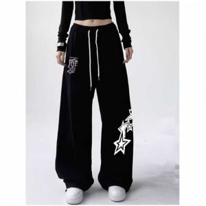 Letter Stars Celana Kulot Sweat Pants | Bawahan Celana Kulot Wanita | Celana Panjang Korean Style