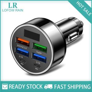 LF Wholesale✨Flash Sale ✨ 100W 6 cổng USB Type-C sạc xe hơi với điện áp hiển thị PD sạc nhanh
