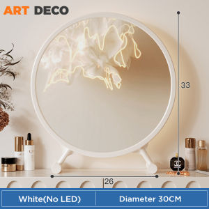 LED Makeup Mirror Desktop Vanity Mirror Cermin Bulat Cermin Makeup Countertop Round Mirror Make Up Mirror with Light Dressing Table Mirror