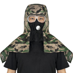 ZUOGUAN Mũ trùm đầu chống bụi với áo choàng vai để an toàn lao động và bảo vệ