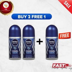 (BUY 2 FREE 1)NIVEA MENS WOMENS DEODORANT MALE FEMALE ROLL ON 3x50ml anti bacterial no sweat fragrnce   Body Care.
