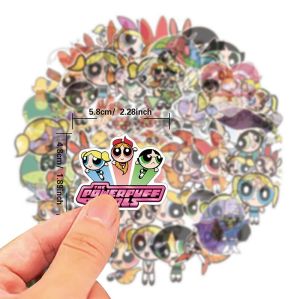 50PCS The Powerpuff Girls Sticker Blossom Bubbles Buttercup Cute Cartoon Stickers Kawaii Periphery Toy Notebook Trunk Decorate Holiday Gifts