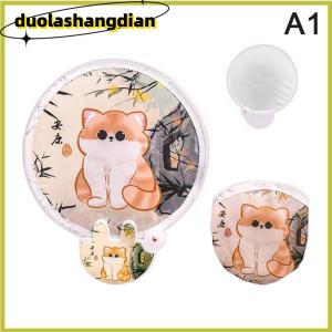 [Duola] Portable Cartoon Folding Fan Kawaii Creative Foldable Fan Cool Summer Hand Fan Flying Disk Pocket Cloth Fan Gifts For Kids
