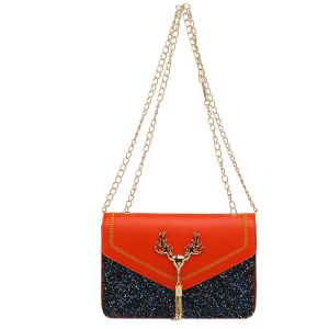 Shoulder Bag Trendy Tassel Luxury Pu Leather Crossbody Bag Women Magnetic Button Handbags