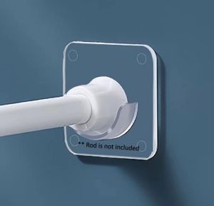 2-Pack Transparent Adhesive Tension Rod Holders for Curtain Rods
