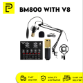 Popcorn Microphone V8 Sound Card  Set Original Livestream Full Set with Adjustable Bracket for  Studio Online Broadcasting. 
