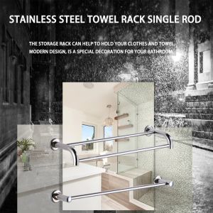 50CM/60CM/70CM/80CM 304Stainless Steel Anti-rust Towel Rack Toilet Bathroom Chrome Storage Hanging Bar Rod