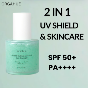 ORGAHUE Skin Fit Calming UV Cell Sun Ampoule SPF50+ PA++++ | Sunscreen + Anti-Aging | 85% Centella | Capsule UV Filter