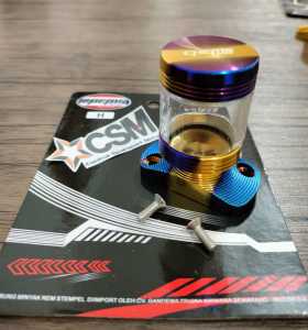 GMV - TUTUP MINYAK REM MODEL STEMPEL TRANSPARAN TABUNG KACA HONDA FULL CNC BEAT-VARIO 110-SCOOPY-SUPRA-REVO DLL