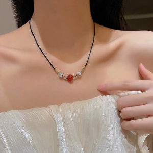 2022 New Adjustable Lucky Beads Jequirity Bean Red Agate Necklace for Women Original Handmade Necklace Set Fashion Bracelet Jewelry Gifts Accessories