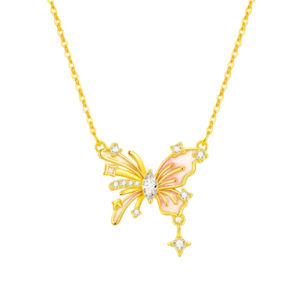 AE Butterfly Flame Luminous Necklace for Women Light Luxury Niche Design Glow-in-the-Dark Butterfly Pendant Valentines Day Gift Direct Sale